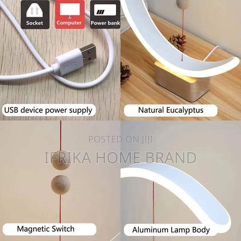 Magnetic Balance Wooden Bedside Table Lamp Magnetic USB