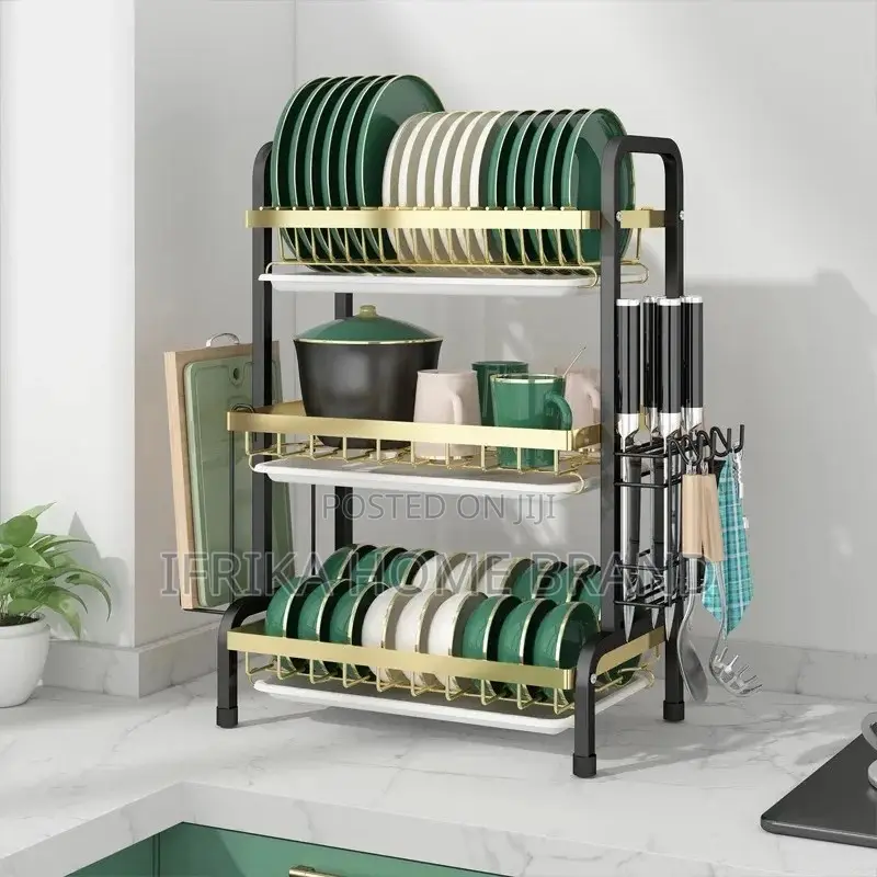 Kitchen Dish Drying Rack Bowls Chopsticks Chopping Board