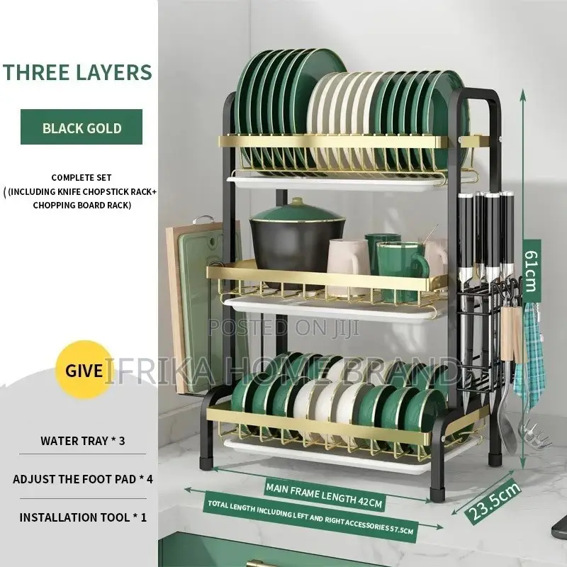 Kitchen Dish Drying Rack Bowls Chopsticks Chopping Board