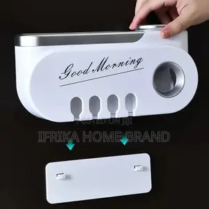 Bathroom Wall Hanging Toothbrush Holder Automatic Toothpaste Squeezer