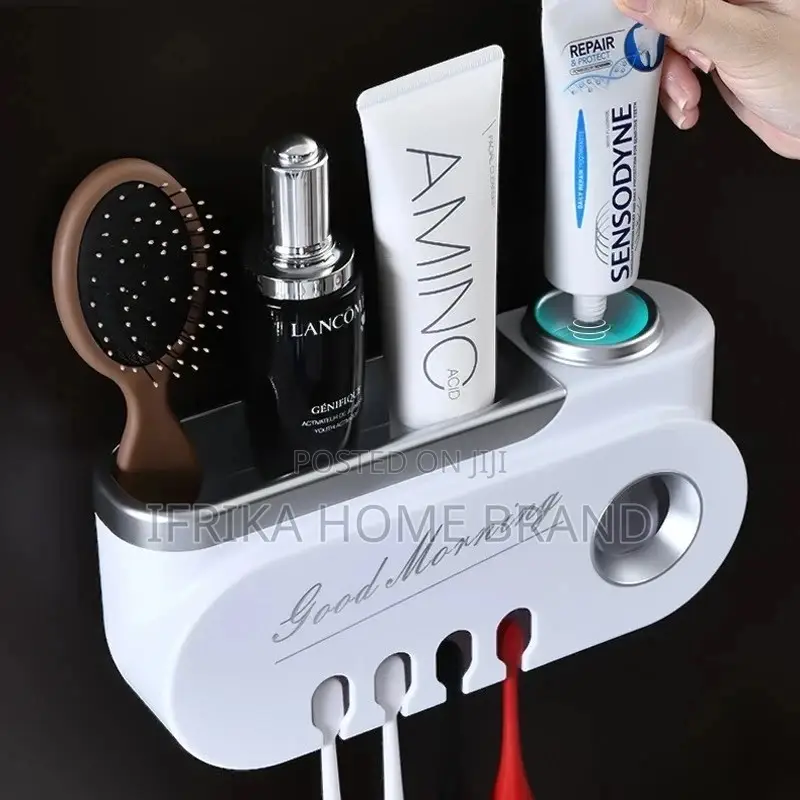 Bathroom Wall Hanging Toothbrush Holder Automatic Toothpaste Squeezer