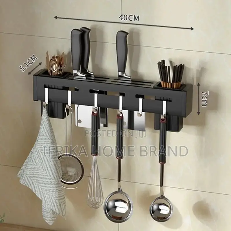 Wall Mounted Knife Holder Stainless Steel Shelf Kitchen Rack