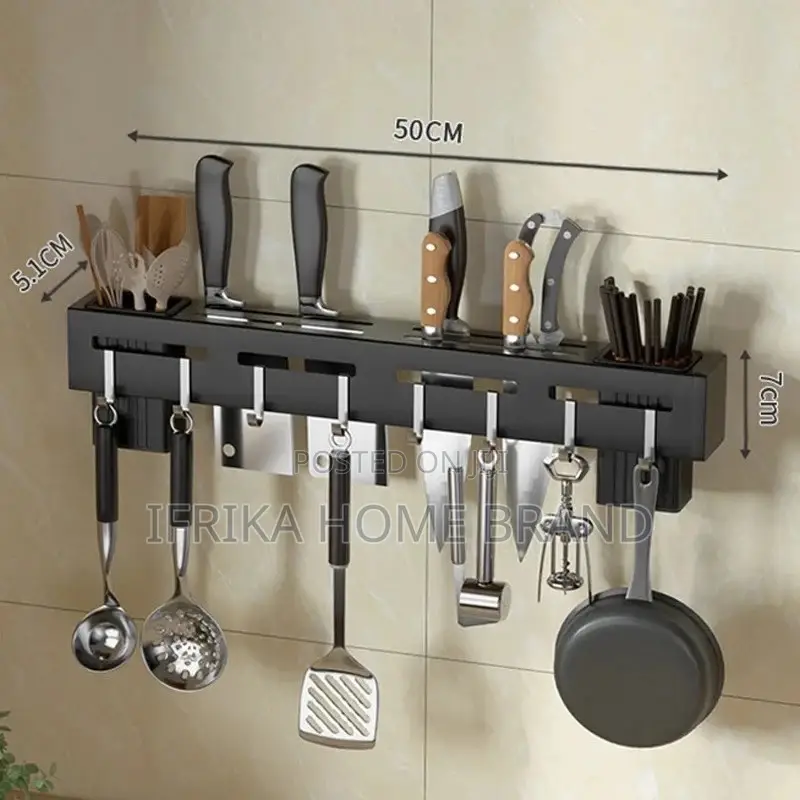 Wall Mounted Knife Holder Stainless Steel Shelf Kitchen Rack