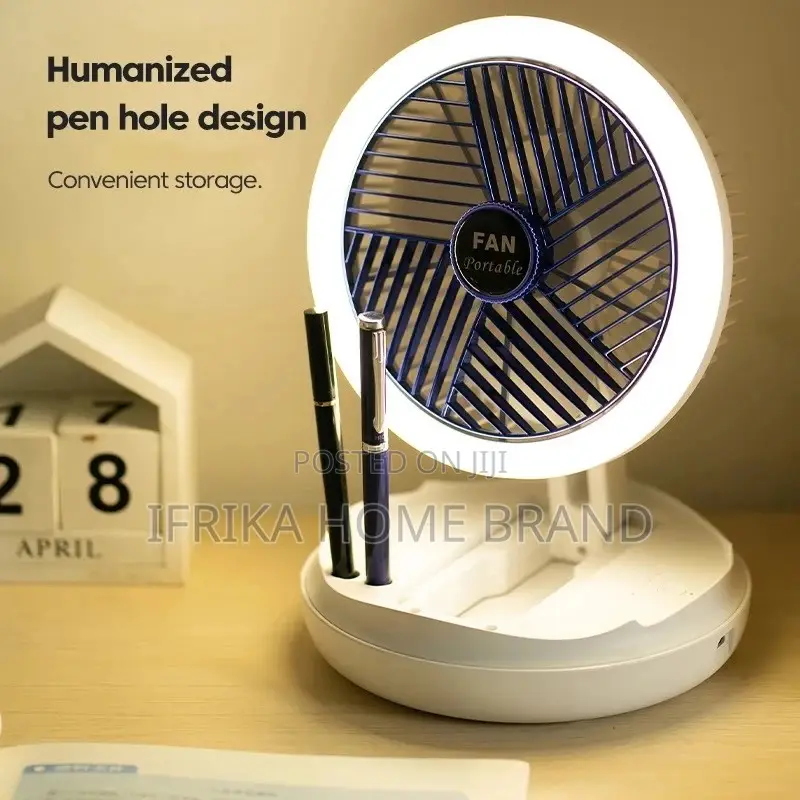 Portable Fan USB Charging Foldable Table Fan With LED Light
