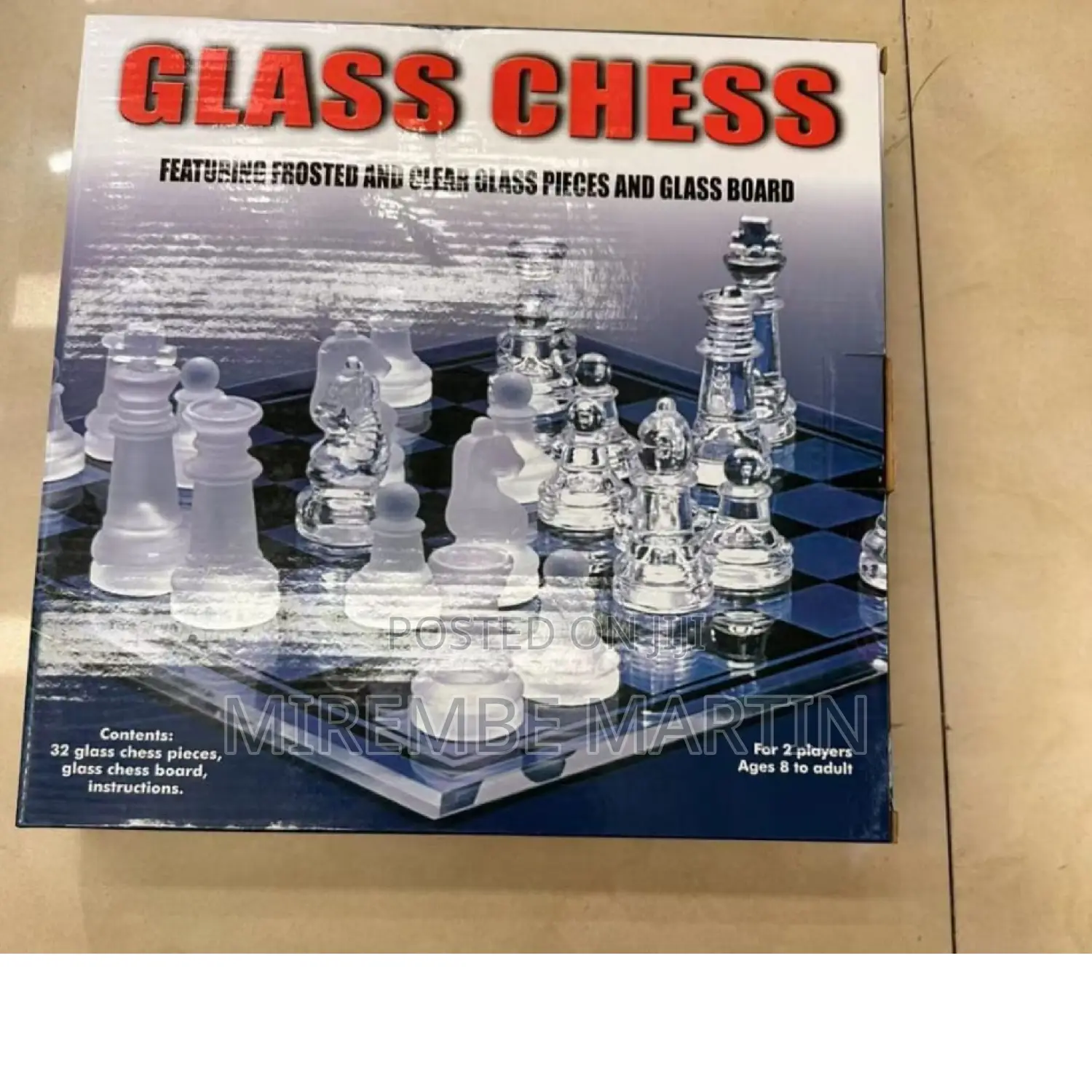 Glass Chess Board Game Set.