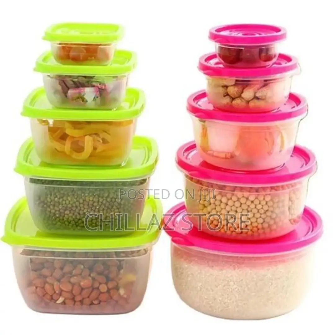 5 Pc Round Airtight Food Storage Containers Tins With Lids