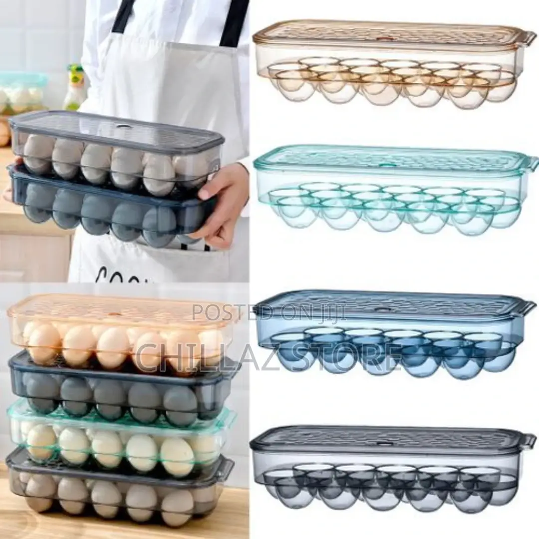 16 Egg Tray Holder for Refrigerator, Stackable Organizer