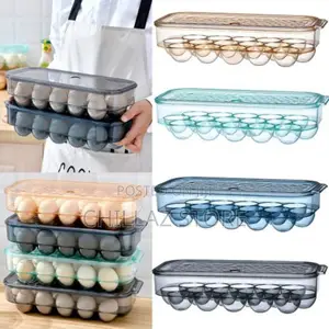 16 Egg Tray Holder for Refrigerator, Stackable Organizer