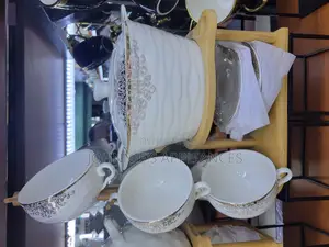 Ceramic Soup Set Cup And Saucer With Bowl On Bambo Stand