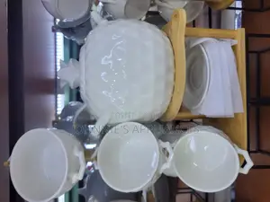 Ceramic Soup Set Cup And Saucer With Bowl On Bambo Stand