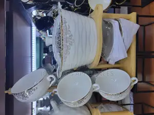 Ceramic Soup Set Cup And Saucer With Bowl On Bambo Stand