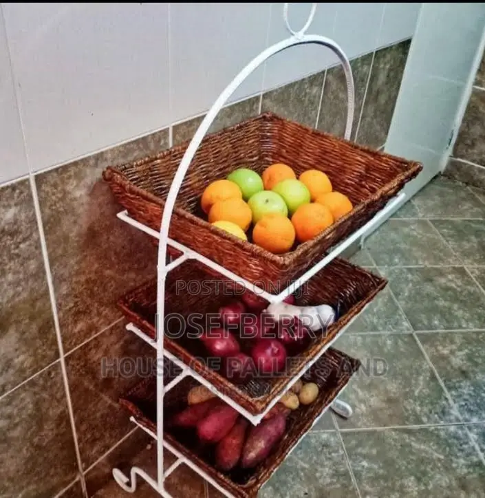 Woven Fruit Stand Done on Metallic Frame