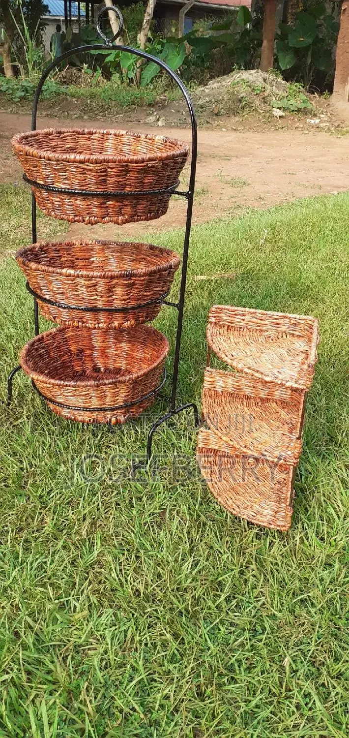 Woven Fruit Stand Done on Metallic Frame