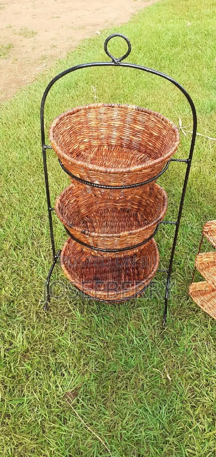 Woven Fruit Stand Done on Metallic Frame