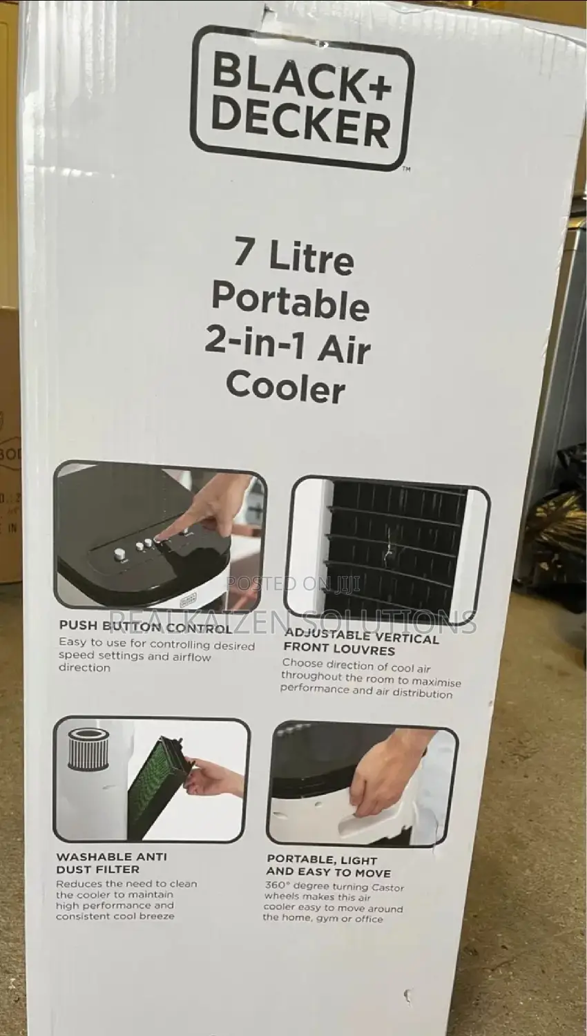 BLACK +DECKER 7L 2 in 1 Digital 3 Speed Air Cooler 65W