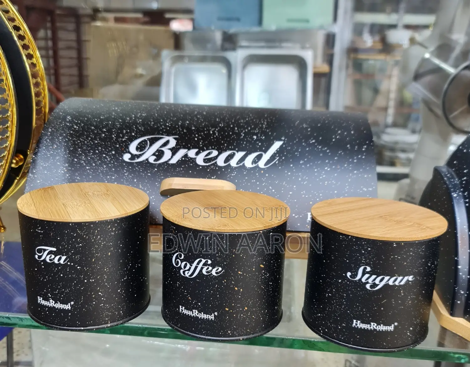 Bamboo Bread Bin Set With Stainless Steel Cover