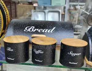 Bamboo Bread Bin Set With Stainless Steel Cover