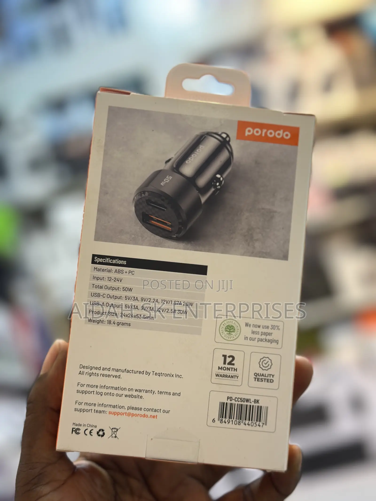 PORODO 50w Dual Port iPhone Car Charger