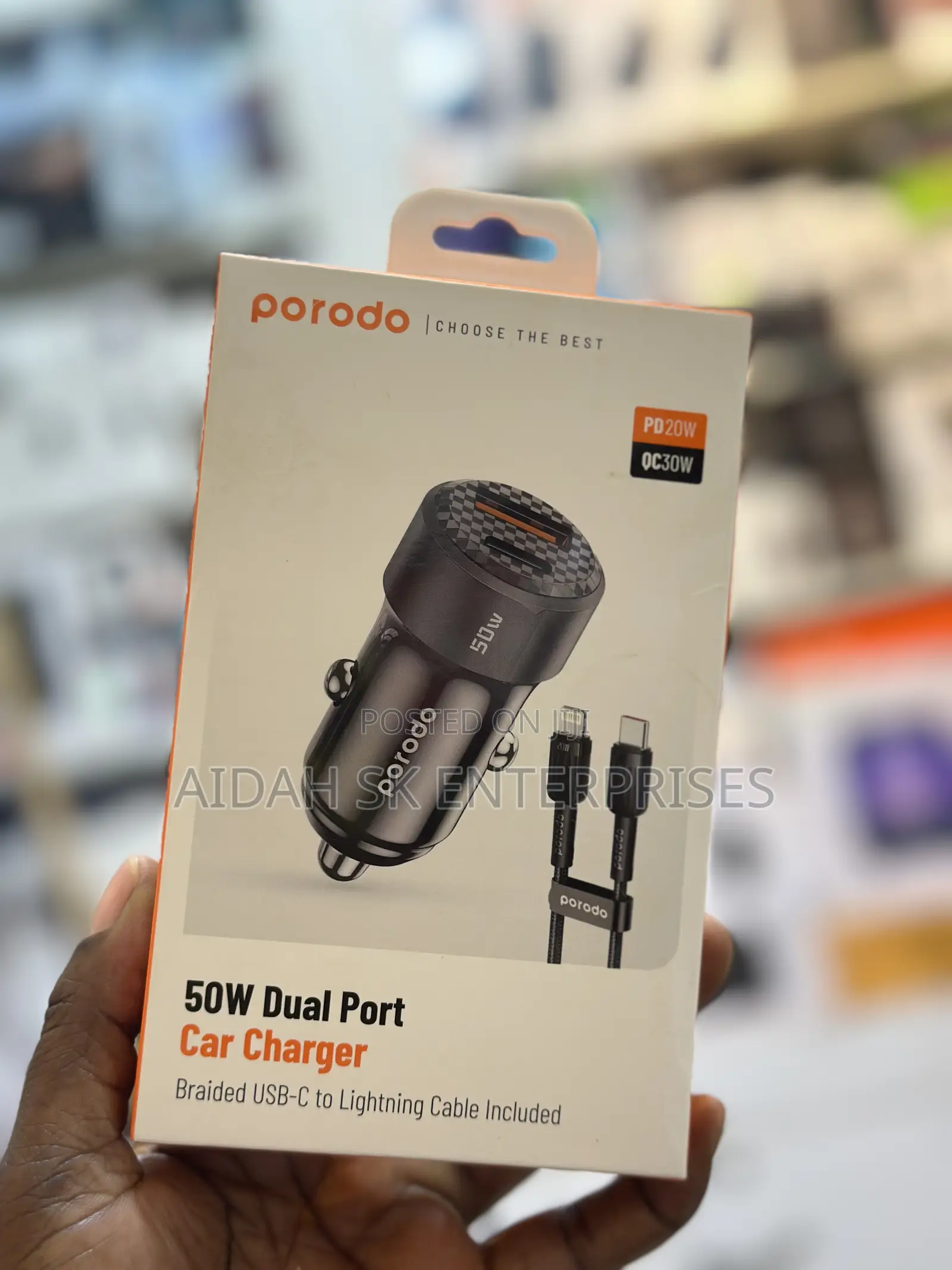 PORODO 50w Dual Port iPhone Car Charger