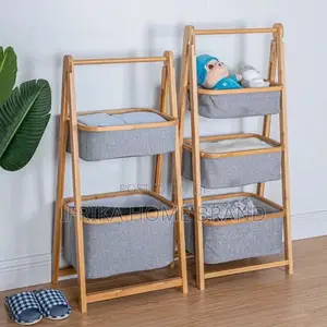 Bamboo Laundry Basket Multi Layer Structure Storage Tool