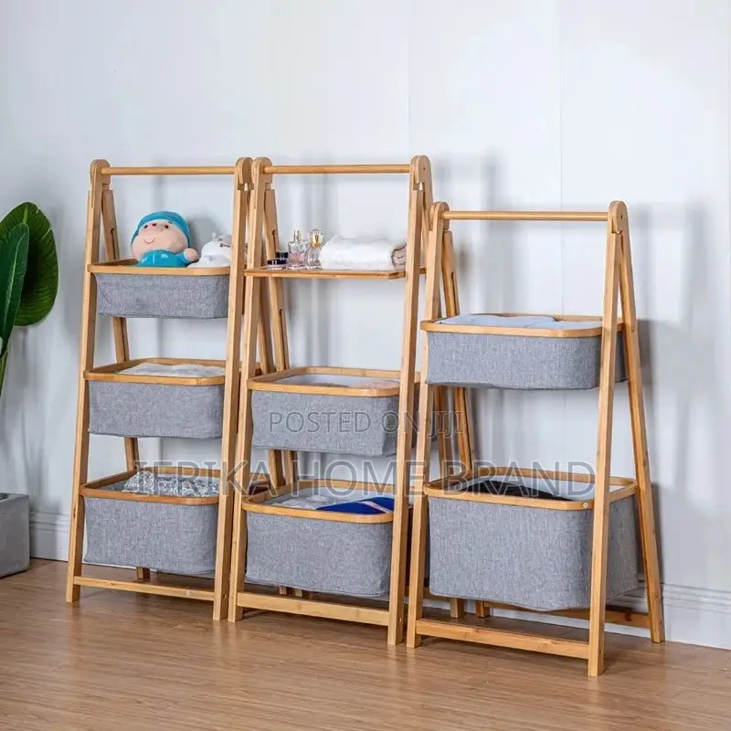 Bamboo Laundry Basket Multi Layer Structure Storage Tool