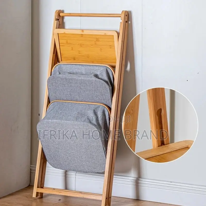 Bamboo Laundry Basket Multi Layer Structure Storage Tool