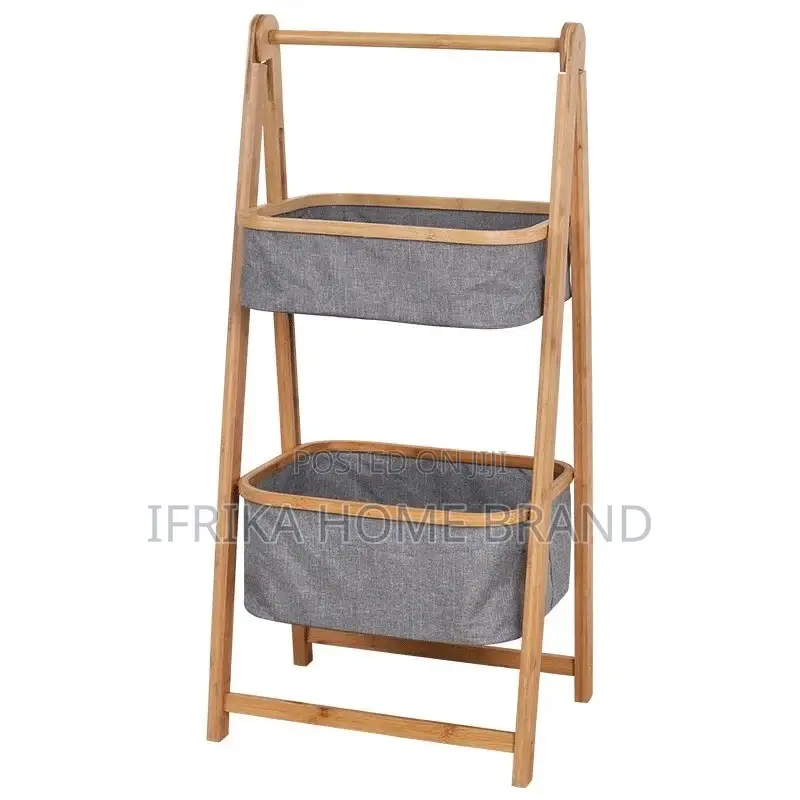 Bamboo Laundry Basket Multi Layer Structure Storage Tool