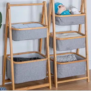 Bamboo Laundry Basket Multi Layer Structure Storage Tool