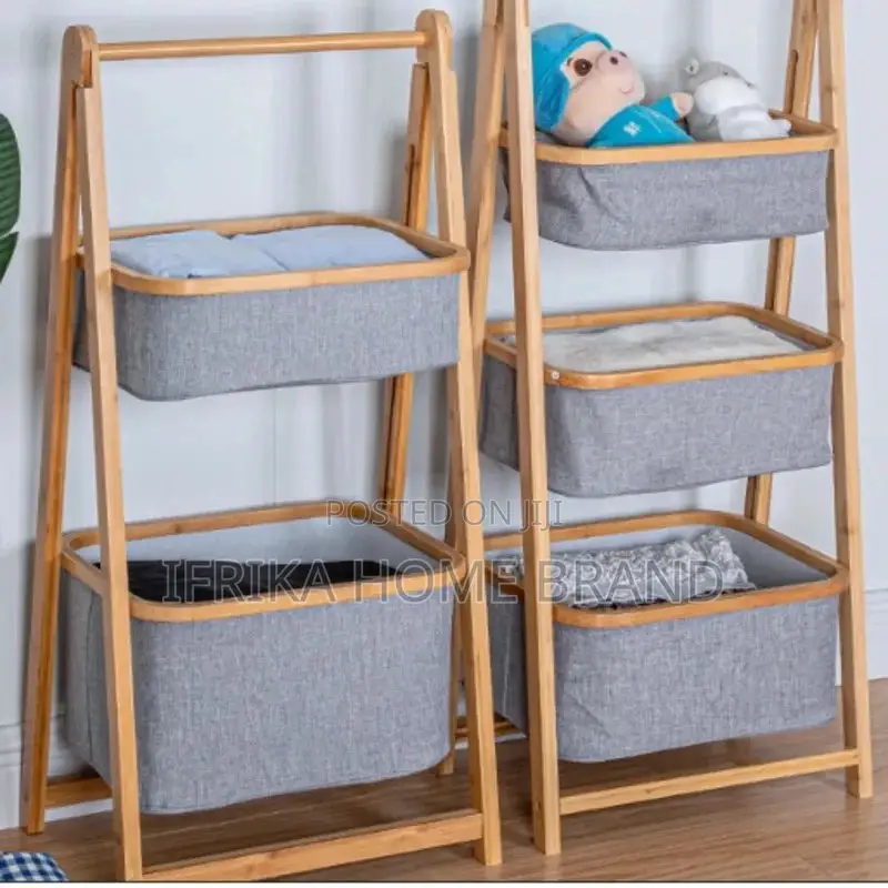 Bamboo Laundry Basket Multi Layer Structure Storage Tool