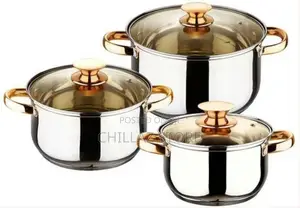 6 Pc Stainless Steel Saucepans Cookware Pots- Silver