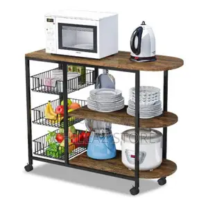 Microwave Oven Stand Storage Organizer 3 Basket Rack