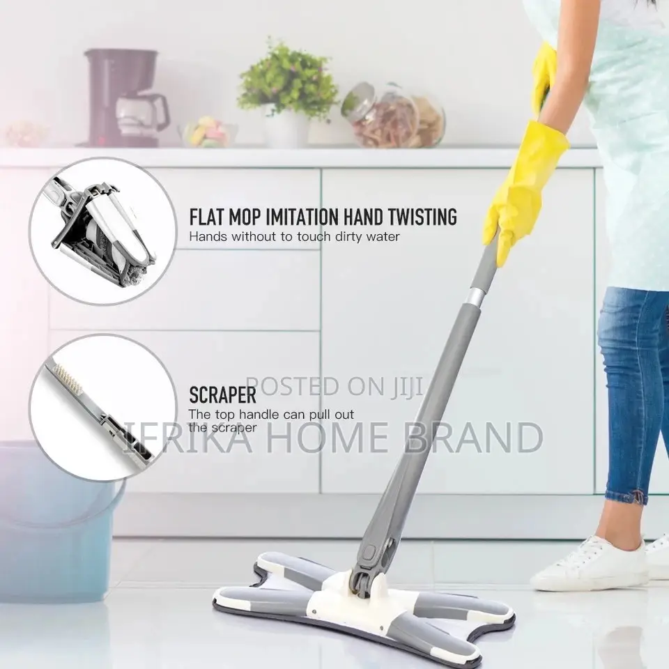 X Type Microfiber Hardwood Floor Hand Free Mop Washing