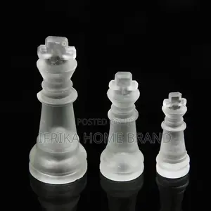Solid Glass Chess With Checker Board, Matte and Clear Glass
