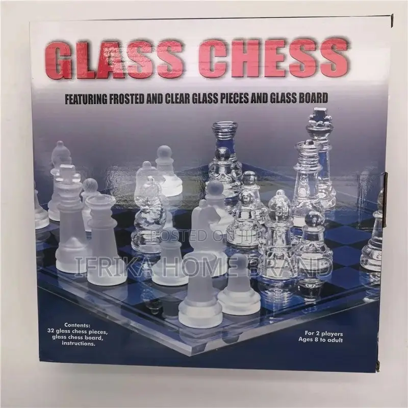 Solid Glass Chess With Checker Board, Matte and Clear Glass