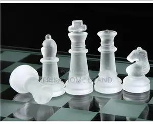 Solid Glass Chess With Checker Board, Matte and Clear Glass