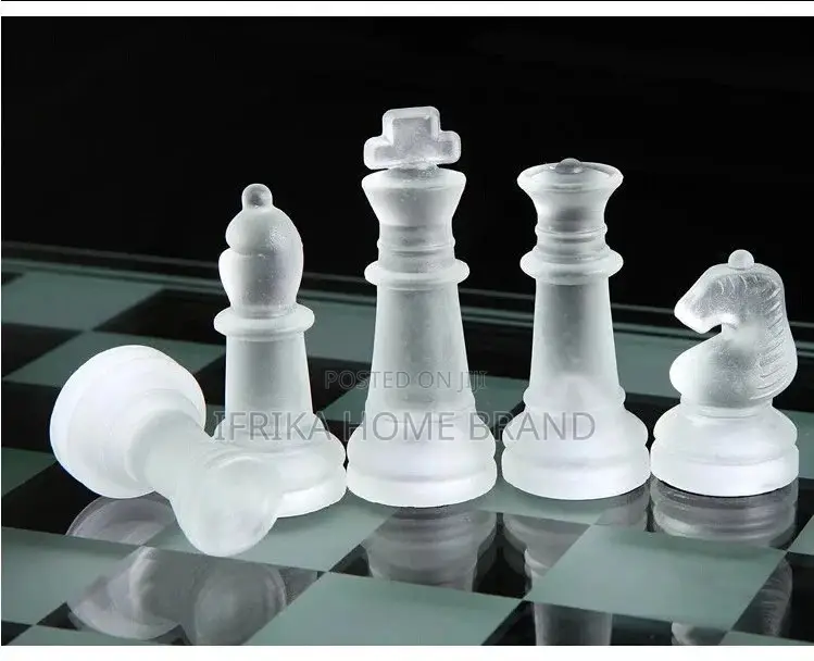 Solid Glass Chess With Checker Board, Matte and Clear Glass