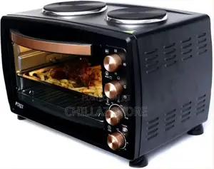 Pixel 38 Litres Oven With Two Hot Plates Rotisserie – Black