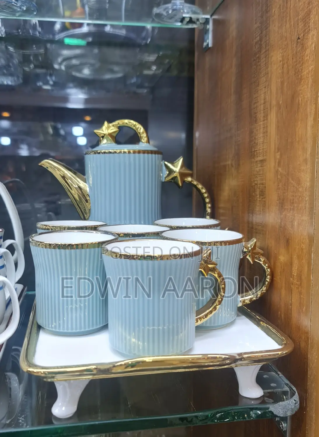 Ceramic Tea/Coffee Set With 6pcs Cups ,Tea Pot and Tray