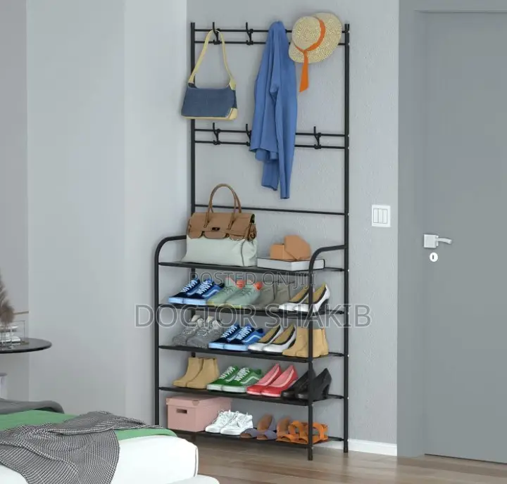 New 4-Tier Entryway Coat Organizer Shoe Rack With 8 Hooks