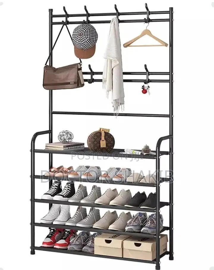 New 4-Tier Entryway Coat Organizer Shoe Rack With 8 Hooks