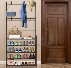 New 4-Tier Entryway Coat Organizer Shoe Rack With 8 Hooks