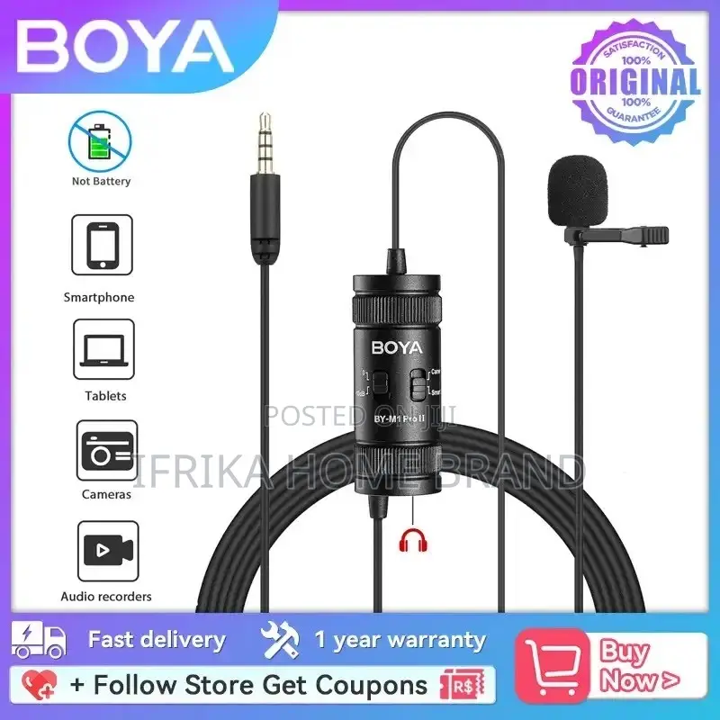 BOYA 3.5mm Lavalier Lapel Clip Microphone for Mobile Phone