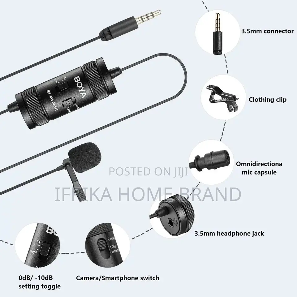 BOYA 3.5mm Lavalier Lapel Clip Microphone for Mobile Phone