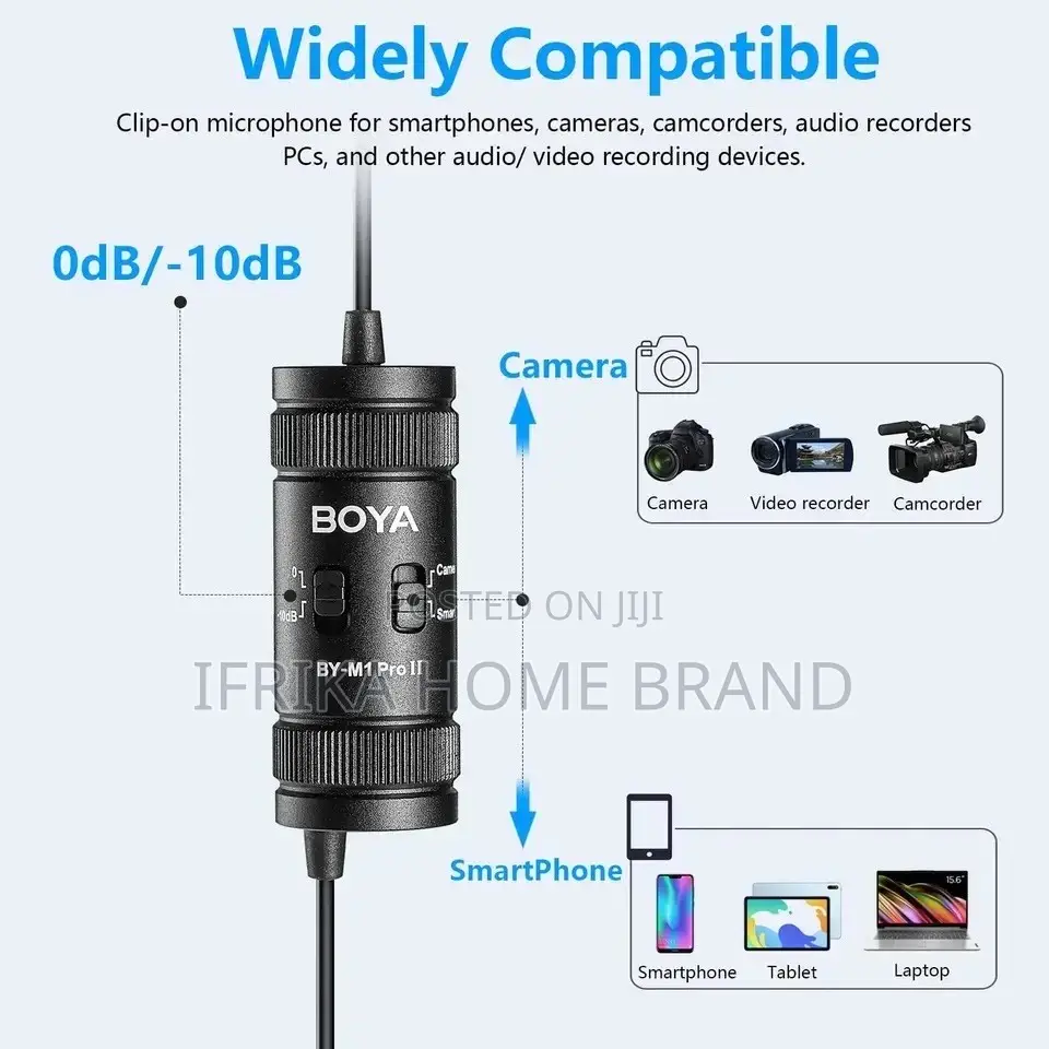 BOYA 3.5mm Lavalier Lapel Clip Microphone for Mobile Phone