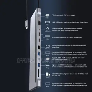 12 in 1 USB C Hub PD 87W Charging USB Hub 3.0 for Macbook