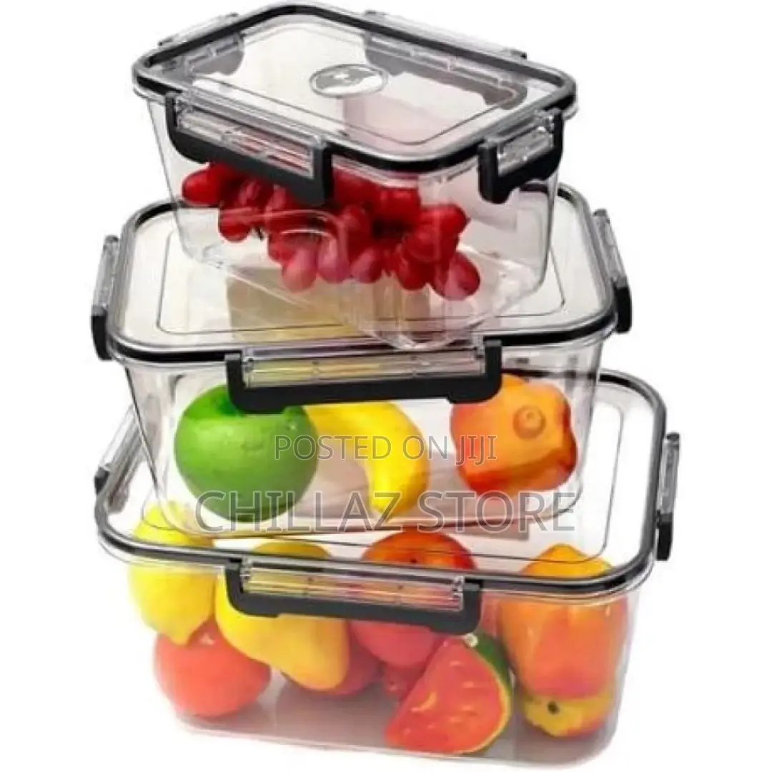 3-Piece Clear Acrylic Sealed Food Storage Containers
