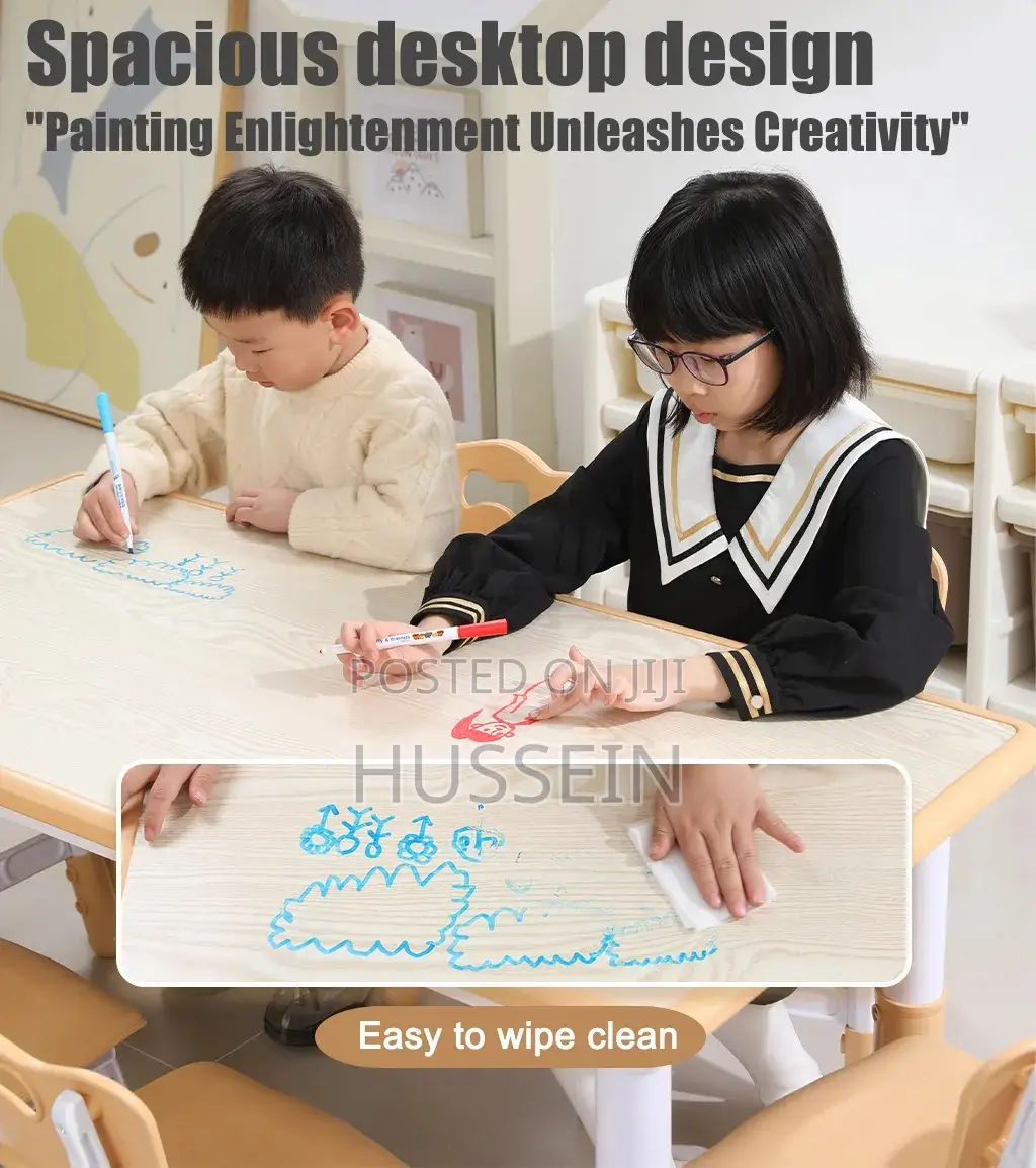 Kids Table and Chair Set Height-Adjustable Toddler Desk