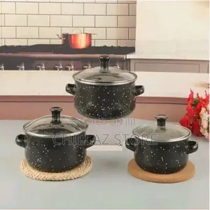 Set of 3 Enamel Casserole Sartin Cookware Pots
