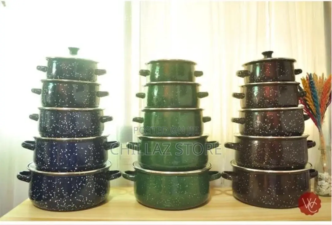 Set of 5 Enamel Casserole Sartin Cookware Pots