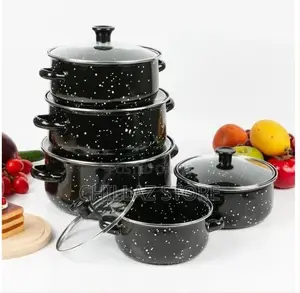 Set of 5 Enamel Casserole Sartin Cookware Pots